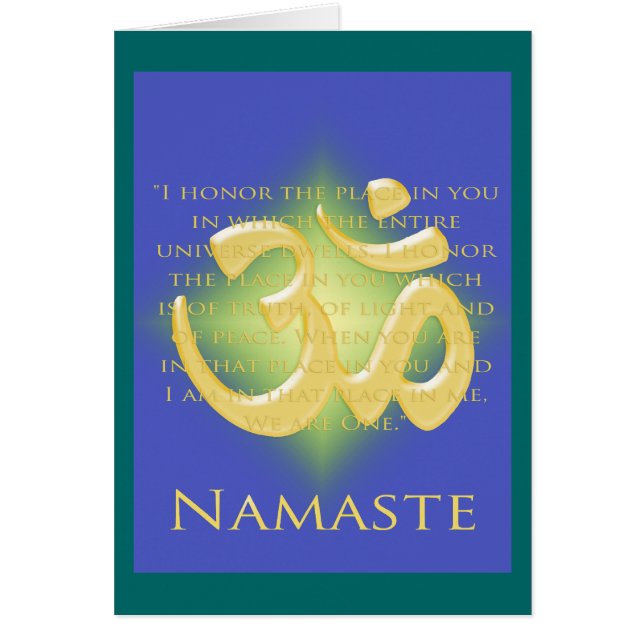 Om i Blue & Guld - Namaste Hälsningskort (Framsidan)