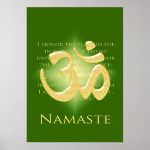 Om i grönt & guld - Namaste Poster