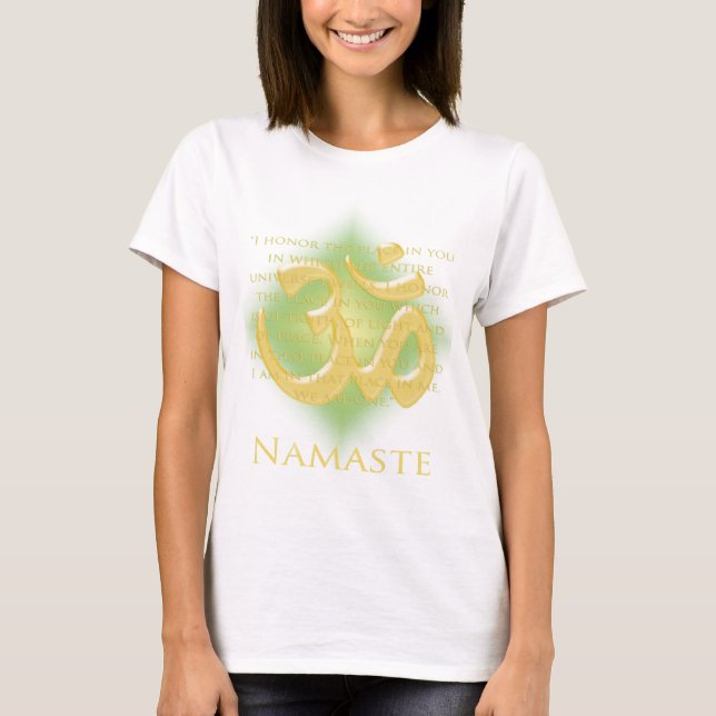 Om i Grönt & Guld - Namaste T Shirt (Framsida)