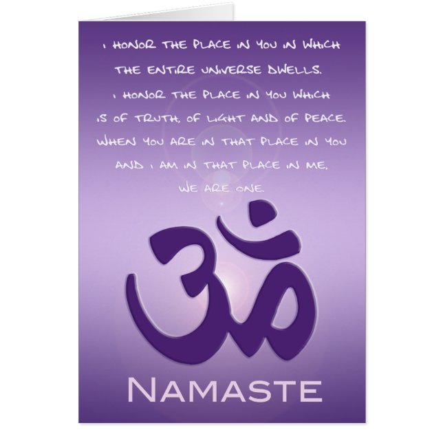 Om i lila - Namaste Hälsningskort (Framsidan)