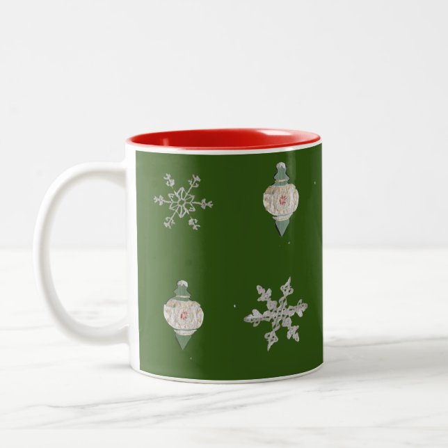 Om Ices Grönt Snowflake jul Ornamet Mugg (Vänster)