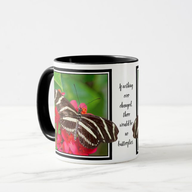 Om Inget Någonsin Förändrats | Zebra Fjäril Foto Mugg (Framsida vänster)