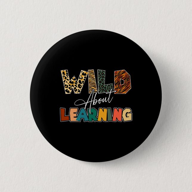 Om inlärning av leopard-lärare Back to school Teac Knapp (Framsida)