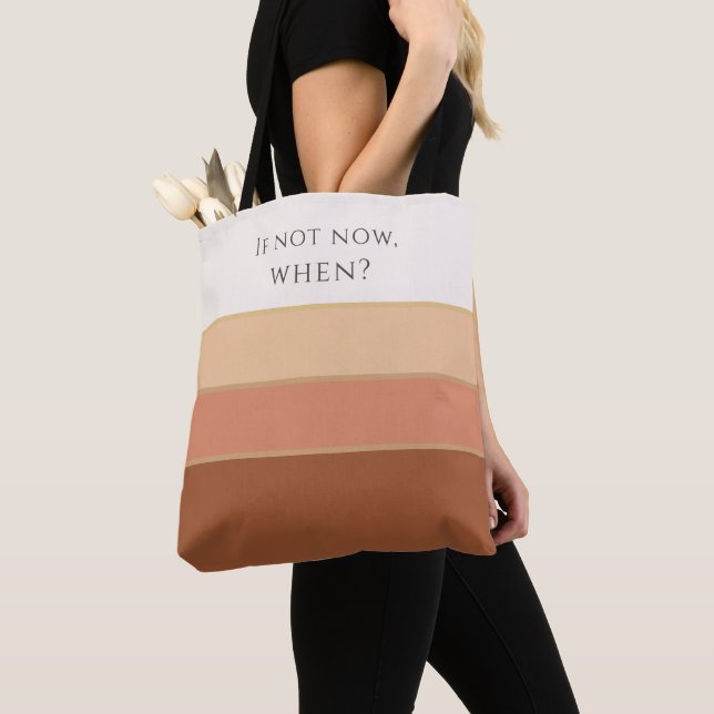 Om inte nu, när? Premiumrandig stor shoppingväska Tygkasse (Närbild)