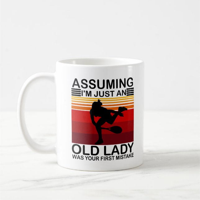 Om jag bara är en gammal Dam var din tennis Kaffemugg (Vänster)