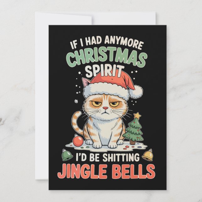 Om jag hade mer julanda Katt Jingle Bells Julkort (Framsida)