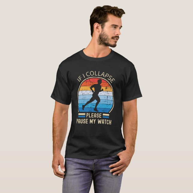 Om jag kollapsar, stanna min vakt manar retro t shirt (Hel framsida)