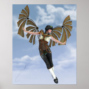 Om jag kunde flyga den Steampunk affischen Poster