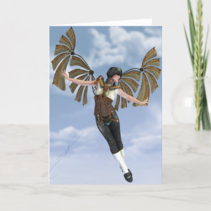 Om jag kunde flyga Steampunk Notecard Kort