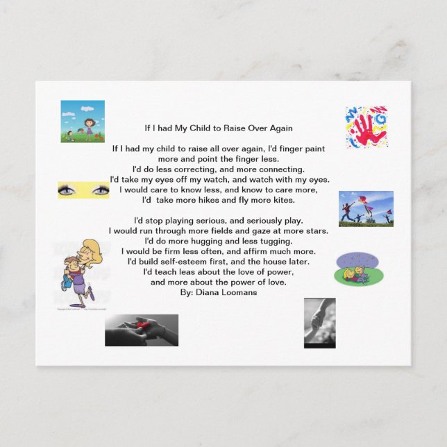 Om jag kunde uppfostra mina barn igen helg vykort (Framsida)