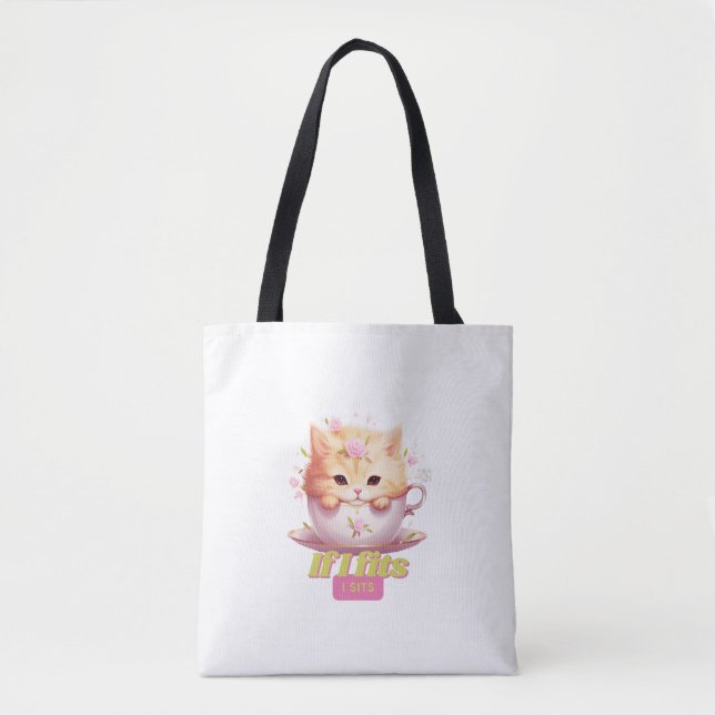 "Om jag passar, så passar jag.." Cat Lovers Tygkasse (Framsida)