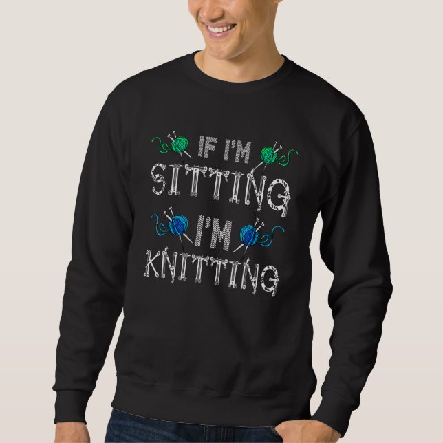 Om jag sitter så stickar jag lång ärmad tröja (Framsida)