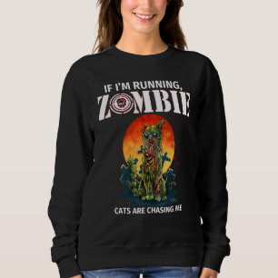 Om jag springer jagas jag av zombie-katter t shirt