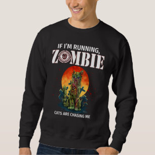 Om jag springer Zombie Katter jagar mig Lång Ärmad Tröja