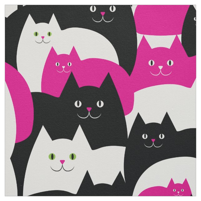Om katter kom i Rosa Cute Kattunge Mönster Tyg (Provkarta)