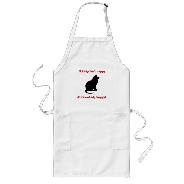 Om Kattunge inte är Lycklig... Long Apron Långt Förkläde (Framsidan)