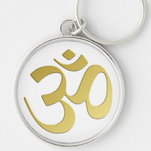 OM Keychain Rund Silverfärgad Nyckelring