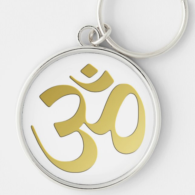 OM Keychain Rund Silverfärgad Nyckelring (Framsidan)