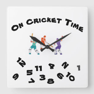 OM **KRICKET TID** SPORTSMANS akrylväggslås Fyrkantig Klocka