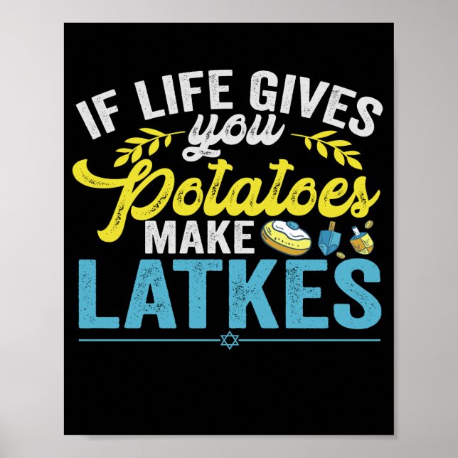 Om Life ge du potatis gör latkes Hanukkah Poster (Framsidan)