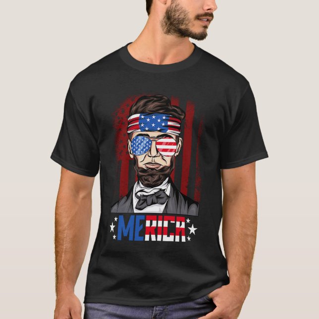 om lincoln American flagga patriots manar 4 juli T Shirt (Framsida)