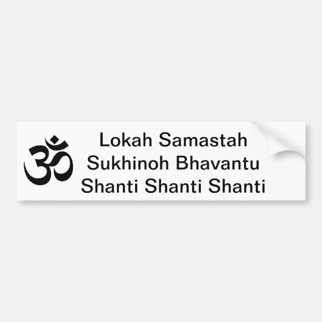 OM Lokah Samastah Sukhinoh BhavantuShanti Shan… Bildekal (Framsidan)