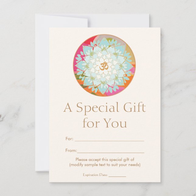 Om Lotus Flower Andlig Health Gift Certificate (Framsida)