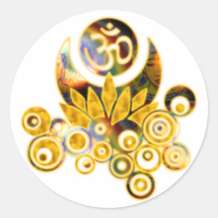 Om Lotus Runt Klistermärke