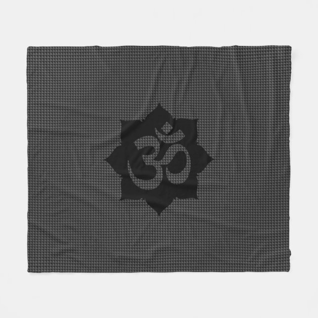 OM Lotus Spirituality Yoga in Carbon Fiber Stil Fleecefilt (Framsidan (Horisontell))