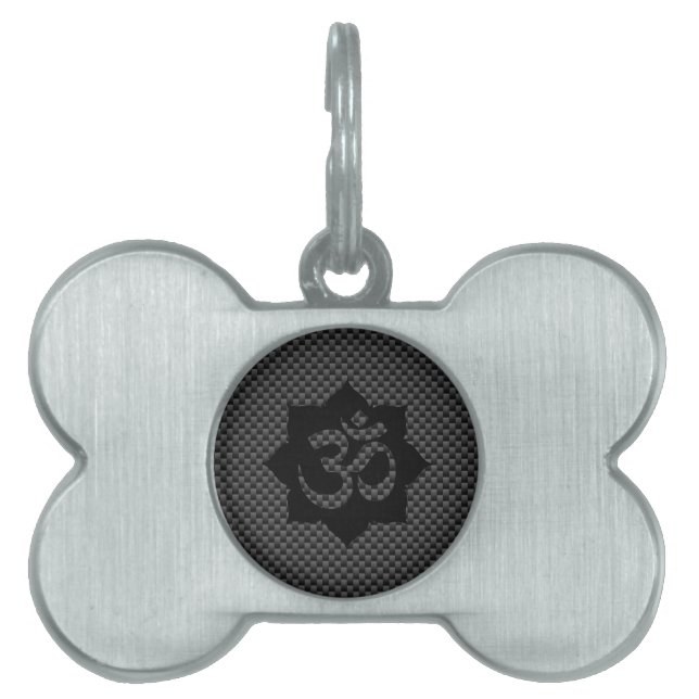 OM Lotus Spirituality Yoga in Carbon Fiber Stil Namnbricka Husdjur (Framsidan)