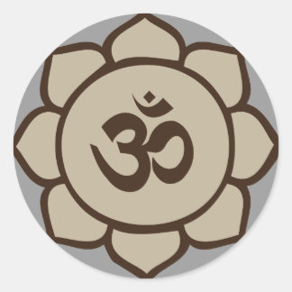 Om Lotus Sticker Runt Klistermärke