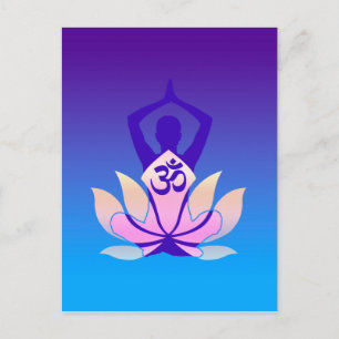 Om Lotus Yoga Pose Lila Nyans Vykort