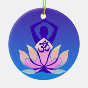 Om-lotusblommaYoga poserar purpurfärgad ton Julgransprydnad Keramik