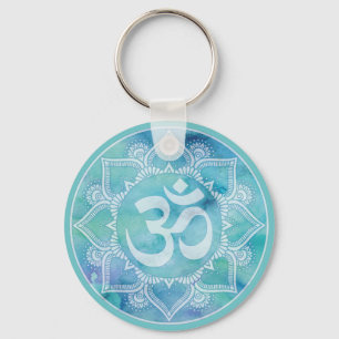 Om Mandala Blue Keychain Nyckelring