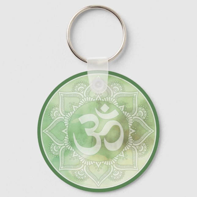 Om Mandala Grönt Keychain Nyckelring (Framsida)