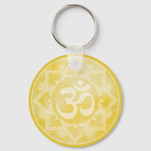 Om Mandala Gult Keychain Nyckelring
