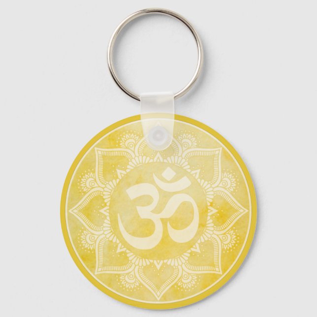 Om Mandala Gult Keychain Nyckelring (Framsida)