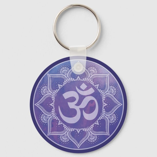 Om Mandala Lila Keychain Nyckelring (Framsida)