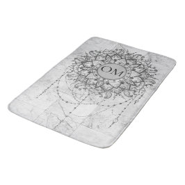 OM Mandala på Silver Marble Badrumsmatta
