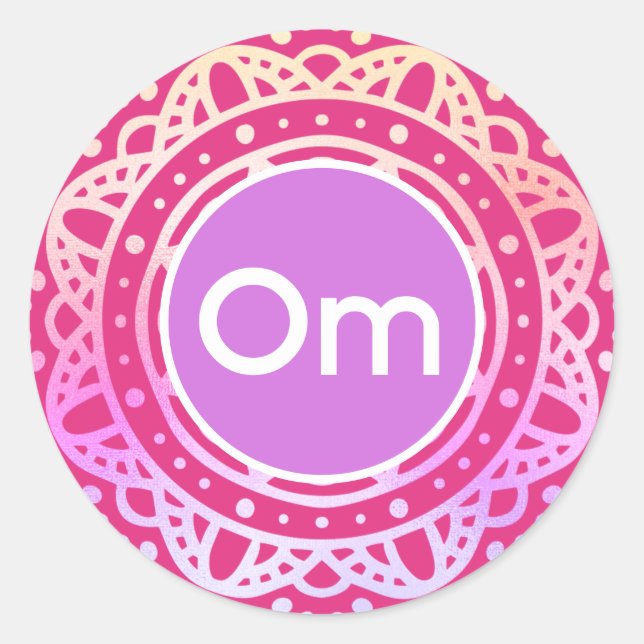 Om Mandala Runt Klistermärke (Framsida)