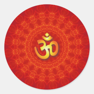 Om-Mandaladesign Runt Klistermärke