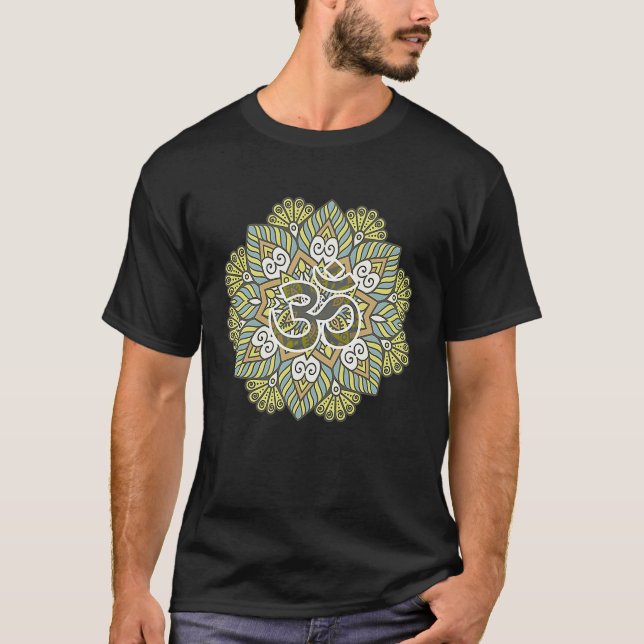Om Mandalas  Spiritual Geometry Graphic T Shirt (Framsida)