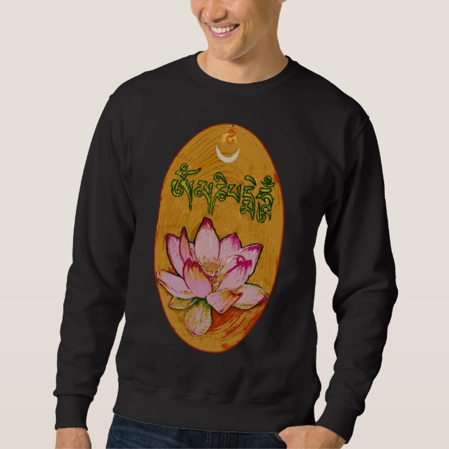 Om Mani Padme Hum Lotus Lång Ärmad Tröja (Framsida)