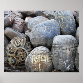 Om Mani Padme Hum Mani-stenar Tibetanskt kloster Poster