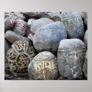 Om Mani Padme Hum Mani-stenar Tibetanskt kloster Poster