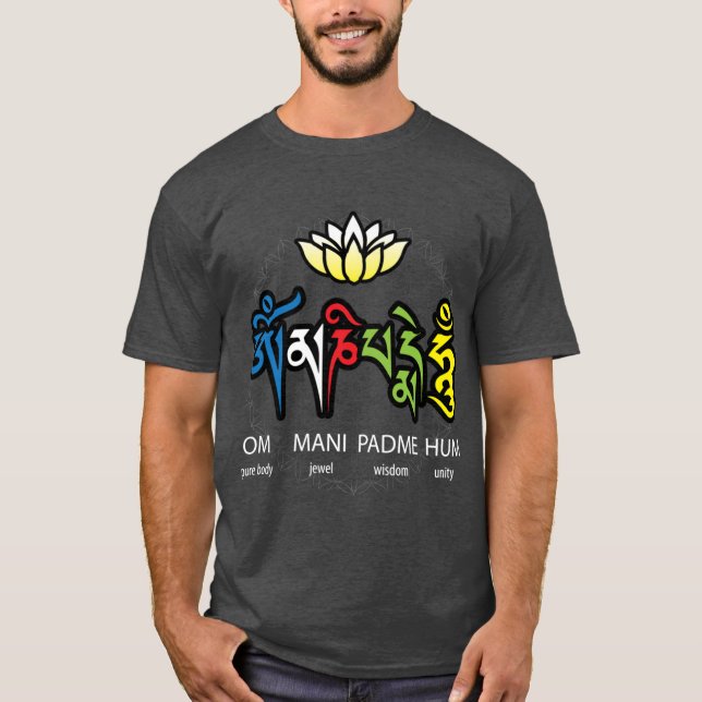 Om Mani Padme Hum Mantra flicka T Shirt (Framsida)