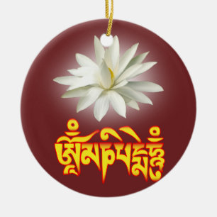 Om mani padme hum mantra julgransprydnad keramik