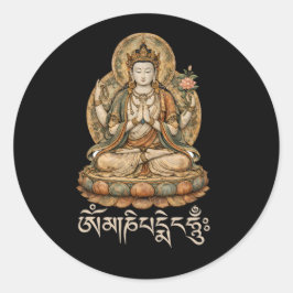 Om Mani Padme Hum Mantra Medkänsla Chenrezig Runt Klistermärke