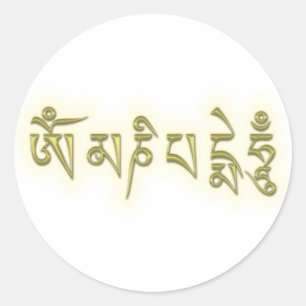 Om Mani Padme Hum Runt Klistermärke