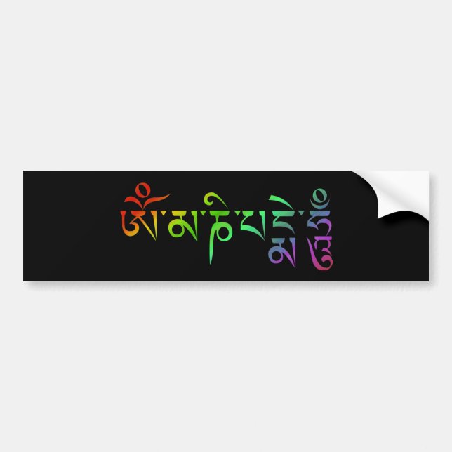 Om Mani Padme Hum Tibetan Mantra Rainbow Bildekal (Framsidan)